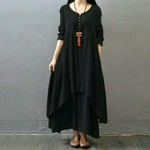  Baju  Dress Panjang Long Dress  Gamis  Susun Polos Modern 