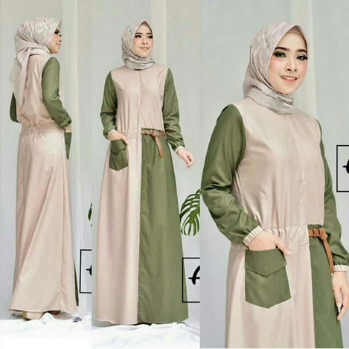  Baju Gamis Long Dress Hijab Warna Kombinasi Modern RYN 