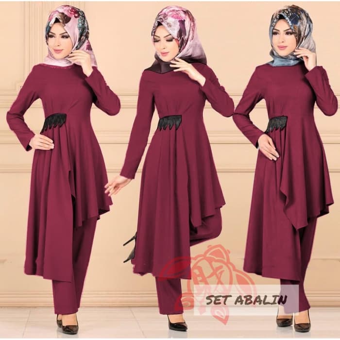  Baju  Muslim  Setelan Tunik dan Celana  Model  Terbaru RYN 